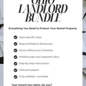 Formulaires pour les propriétaires de l&#39;Ohio | Contrat de bail résidentiel, lot immobilier locatif, liste de contrôle d&#39;emménagement/de départ, informations à fournir par le locataire | Modifiable Imprimable