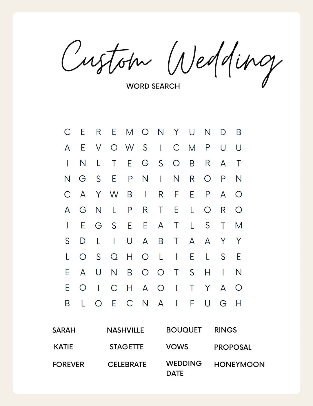 Custom Word Search - Etsy