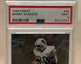 Barry Sanders 1999 Barry Sanders Topps Finest Chrome Refractor #80 Mint 9