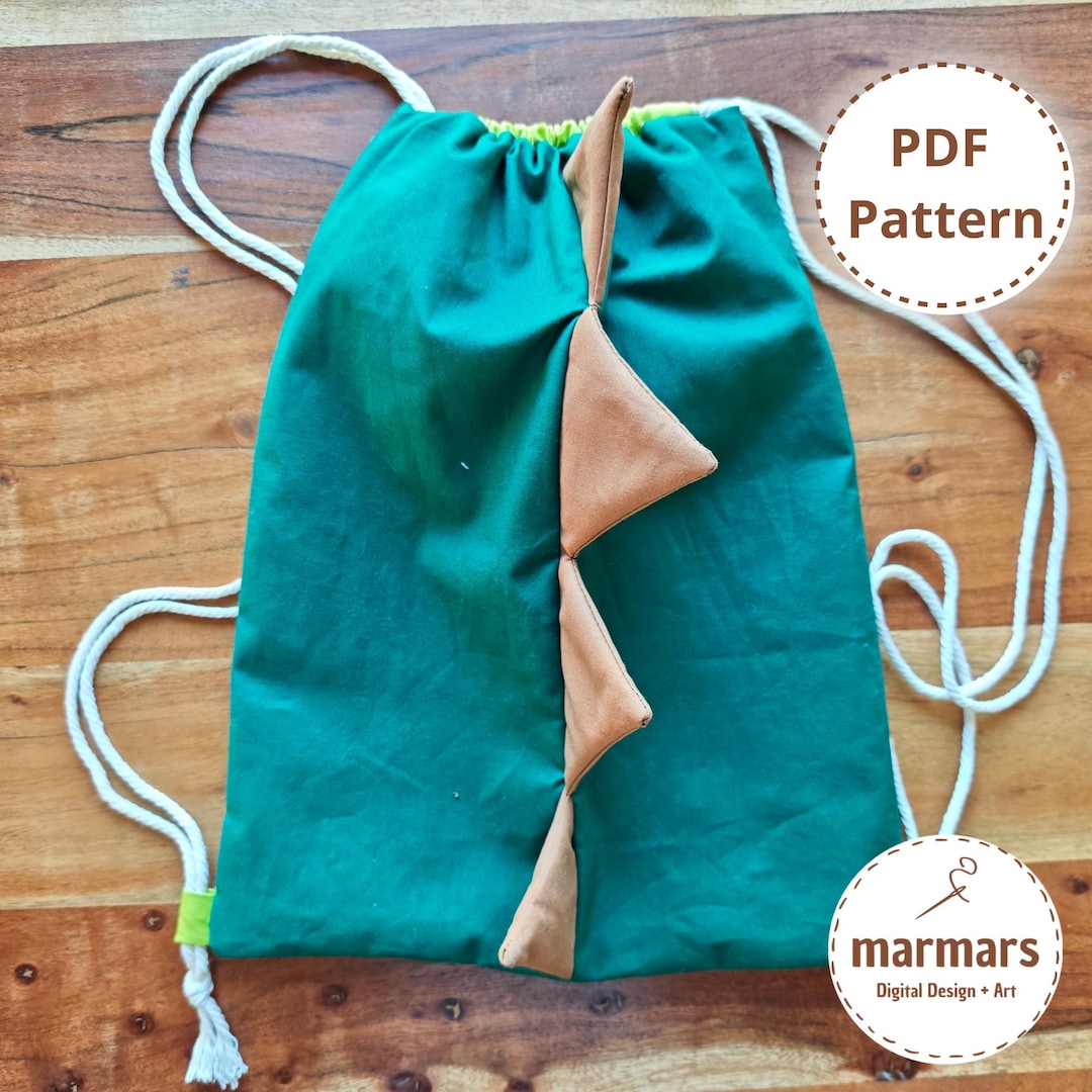 Sewing Pattern for Dinosaur Gym Bag PDF | Sewing Instructions for Dino ...