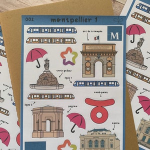 Planche de stickers - Montpellier 1 | bullet journal, scrapbooking, journaling