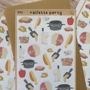 Planche de stickers - Raclette party | bullet journal, scrapbooking, journaling