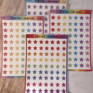 Planche de stickers - Etoiles | bullet journal, scrapbooking, journaling