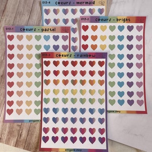 Planche de stickers - Coeurs | bullet journal, scrapbooking, journaling