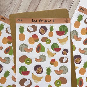 Planche de stickers - Les fruits 2 | bullet journal, scrapbooking, journaling