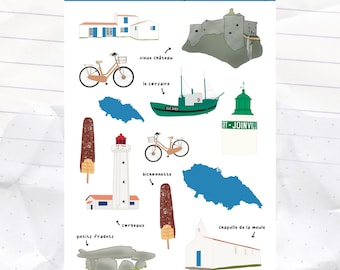 Arkusz naklejek - Île d'Yeu | bullet journal, scrapbooking, journaling