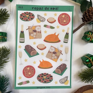 Planche de stickers - Repas de Noël | bullet journal, scrapbooking, journaling