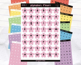 Sticker sheet - Floral alphabet | bullet journal, scrapbooking, journaling