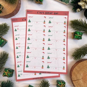 Planche de stickers - C’est pour qui | étiquettes pour cadeaux de fêtes de fin d’année