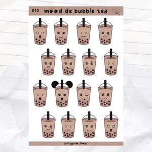 Planche de stickers - Mood de bubble tea | bullet journal, scrapbooking, journaling