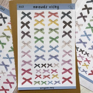 Planche de stickers - Noeuds vichy | bullet journal, scrapbooking, journaling
