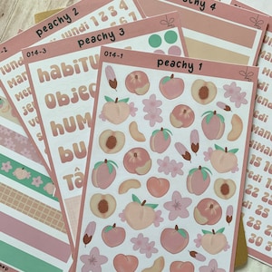 Set de planches de stickers - Peachy | bullet journal, scrapbooking, journaling