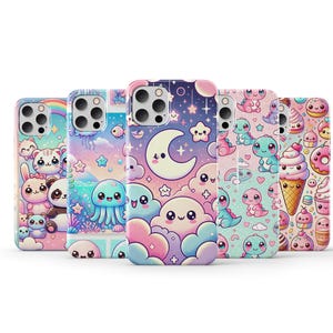 Funda de teléfono Kawaii con animales estéticos y estrellas para iPhone 16 Pro Max 15 14 13 12 11 X 8 7 6 Plus Samsung S25 Ultra S24 S23 S22 S21 S20