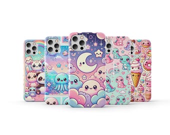 Kawaii Phone Case Cute Aesthetic Animals Stars Cover for iPhone 16 Pro Max 15 14 13 12 11 X 8 7 6 Plus Samsung S25 Ultra S24 S23 S22 S21 S20