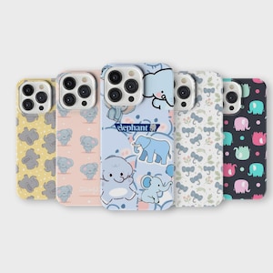 Elephant Phone Case Cute Animal Cover for iPhone 16 Pro Max 15 14 13 12 11 X 8 7 6 Plus Samsung S25 Ultra S24 S23 S22 S21 S20 FE A15 A16
