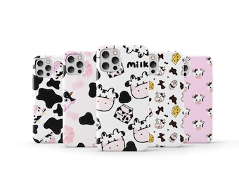 牛の携帯電話ケース かわいい動物カバー iPhone 16 Pro Max 15 14 13 12 11 X 8 7 6 Plus Samsung S25 Ultra S24 S23 S22 S21 S20 FE用