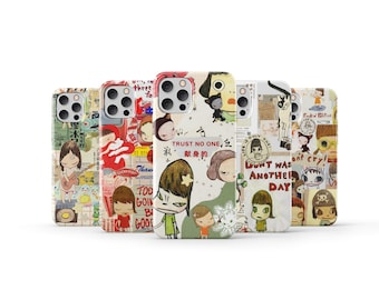 Yoshitomo Nara Phone Case Anime Japanese Collage Phone Cover for iPhone 16 Pro Max 15 14 13 12 11 X 8 7 Plus Samsung S25 Ultra S24 S23 S22