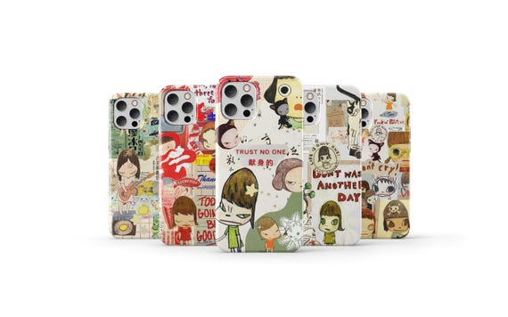 Yoshitomo Nara Phone Case Anime Japanese Collage Phone Cover for iPhone 16 Pro Max 15 14 13 12 11 X 8 7 Plus Samsung S25 Ultra S24 S23 S22
