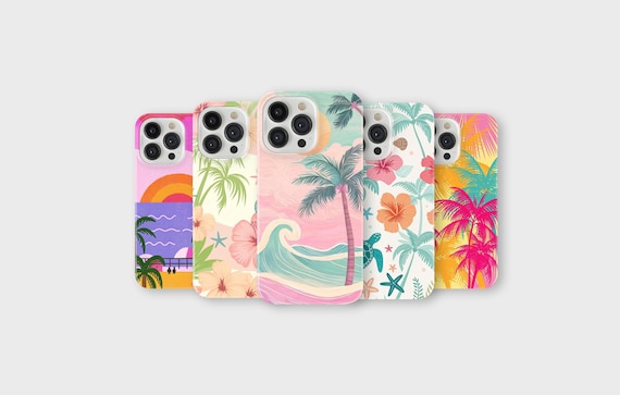 Tropical Beach Phone Case for iPhone Samsung – Palm Tree Sunset Summer Coastal Cover
