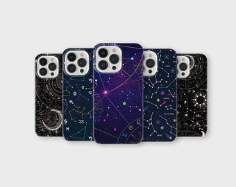 Custodia per telefono con costellazione zodiacale, astrologia, stella, galassia celeste per iPhone 17 Pro Max 16 15 14 13 12 11 Plus Samsung S25 Ultra S24 S23