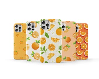 Funda de teléfono naranja con diseño de frutas para iPhone 16 Pro Max, 15, 14, 13, 12, 11, X, 8, 7, 6 Plus, Samsung S25 Ultra, S24, S23, S22, S21 y S20.