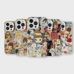 Yoshitomo Nara Phone Case Japanese Mood Board Phone Cover for iPhone 16 Pro Max 15 14 13 12 11 Plus Samsung S25 Ultra S24 S23 S22 S21 S20 FE