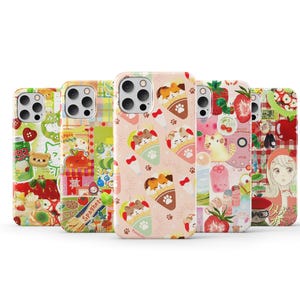 Capa de celular com colagem kawaii, capa fofa e estética japonesa para iPhone 16 Pro Max 15 14 13 12 11 Plus Samsung S25 Ultra S24 S23 S22 S21