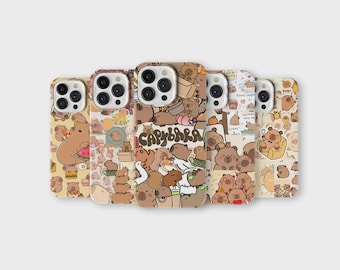 Capybara Phone Case Cute Animal Cover for iPhone 16 Pro Max 15 14 13 12 11 X 8 7 6 Plus Samsung S25 Ultra S24 S23 S22 S21 S20 FE A15 A16 A56