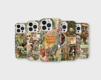 Fairycore Phone Case Vintage Fairy Mushroom Cover for iPhone 17 Pro Max 16 15 14 13 12 11 Plus Samsung S25 Ultra S24 S23 S22 S21 S20 FE A16