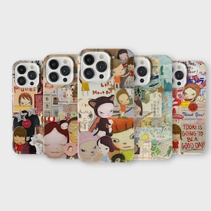 Funda para teléfono Yoshitomo Nara con diseño de tablero de estado de ánimo japonés para iPhone 16 Pro Max 15 14 13 12 11 Plus Samsung S25 Ultra S24 S23 S22 S21 S20