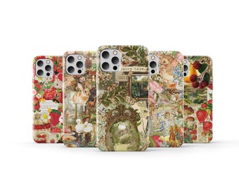 Cottagecore Phone Case Cute Aesthetic Collage Phone Cover for iPhone 16 Pro Max 15 14 13 12 11 X 8 7 Plus Samsung S24 Ultra S23 S22 S21 S20