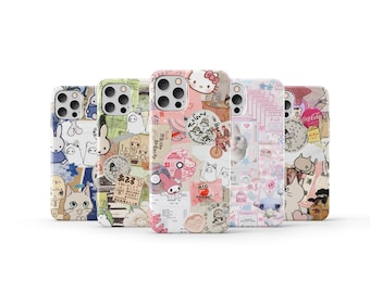 Kawaii Collage Phone Case Phone Case Cute Aesthetic Phone Cover for iPhone 16 Pro Max 15 14 13 12 11 Plus Samsung S24 Ultra S23 S22 S21 S20