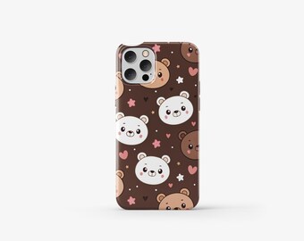 クマの電話ケース かわいい動物カバー iPhone 16 Pro Max 15 14 13 12