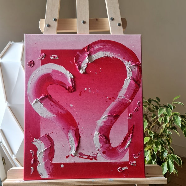 Cadeau pour la saint valentin, Peinture acrylique "Cœur"