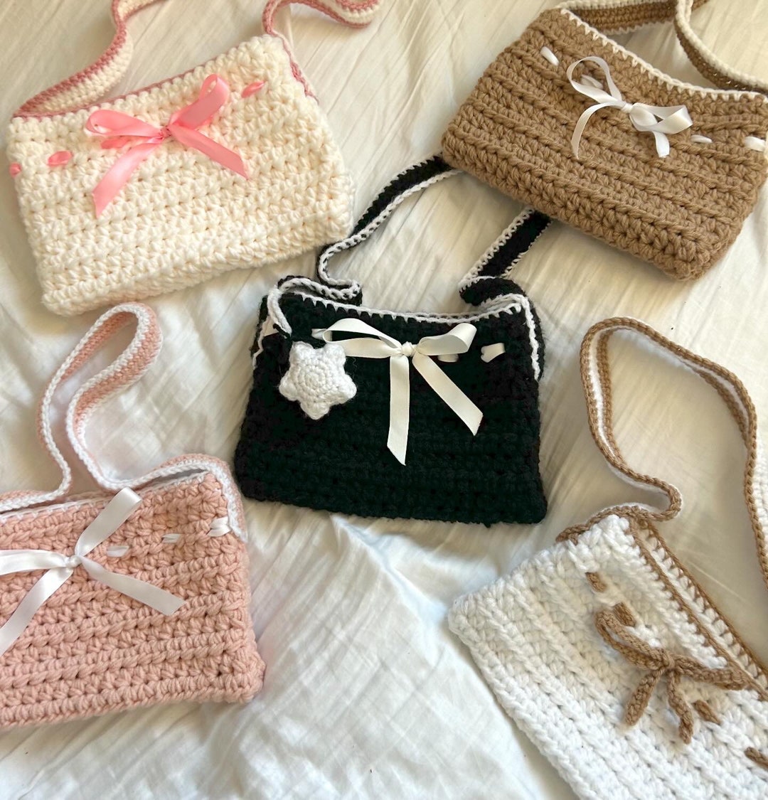 Crochet Cute Bow Bag I Handmade Crochet I Totebag I Crochet Tote Shoulder Bag Etsy Canada