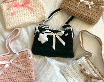 Cute Bow Bag I Handmade Crochet I Totebag I Crochet Tote Shoulder Bag