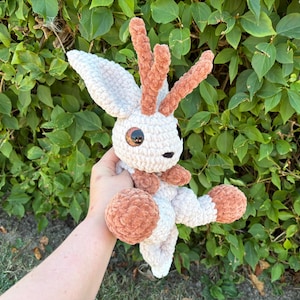 Handmade Crochet Jackalope Snuggler | Crochet Snuggler | Crochet Plushie | Handmade Crochet