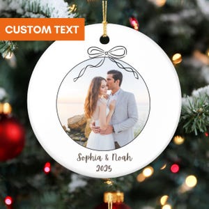 Personalized Photo Wedding Ornament, Custom Couple Christmas Keepsake, First Christmas Married Ornament, Photo Gift for Newlyweds