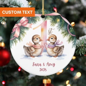 Custom Twins First Christmas Ornament 2025, Personalized Baby Duck Ornament, Twin Baby Gift, Custom Newborn Keepsake for Girls or Boys