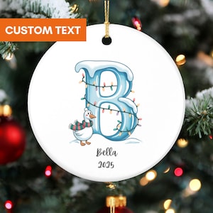 Custom Letter Name Ornament, Personalized Initial Ornament, Family Christmas Keepsake, Monogram Gift, Holiday Tree Decor