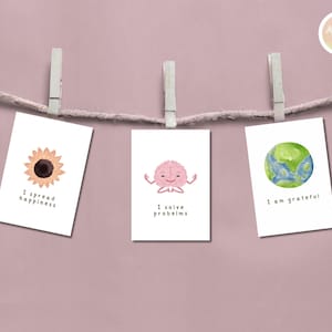 Tarjetas de Afirmación para Niños / Positividad y Ánimo Diarios / Tarjetas Motivacionales / Tarjetas para la Ansiedad Infantil / Tarjetas Positivas y Alentadoras / Divertidas