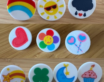 Printed Carebear Chest Pins for Amigurumi