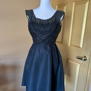 Black taffeta beaded dress 1950’s
