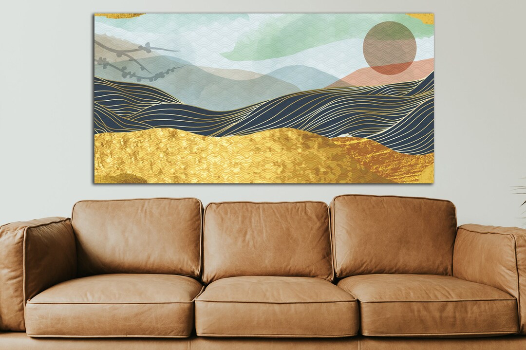 Modern Japandi Canvas Wall Art Above Bed Decor Sakura Mountain Wall Art ...