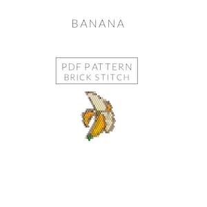 Banana Fruit Brick Stitch Pattern, Miyuki Delica seed beads, Seed bead pattern, Instant download, PDF pattern, Beadwork, Weaving, Brooch
