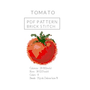 Beaded Tomato Pattern – Peyote Stitch Beading Chart – DIY Vegetable Beadwork Design – Brick Stitch PDF Pattern