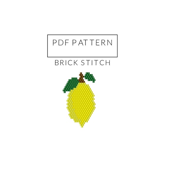 Lemon Brick Stitch Pattern, Miyuki Delica seed beads, Seed bead pattern, Instant download, PDF pattern, Beadwork, Weaving, Brooch, Earrings