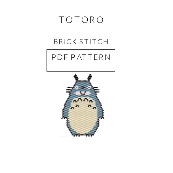 TOTORO beaded PDF pattern, Brick stitch pattern for miyuki delicas 11/0, Seed beads, Totoro pattern, Instant download, Beadwork pattern