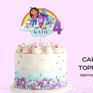 Topper na tort w kształcie domku dla lalek, Topper do wydruku w kształcie domku dla lalek, Topper do domku dla lalek