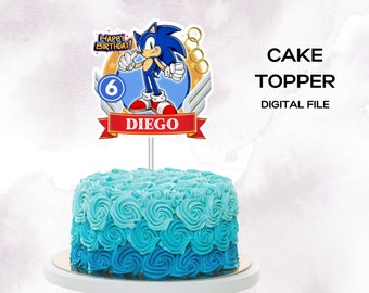 Topper de pastel sónico, Sonic el erizo, cumpleaños sónico